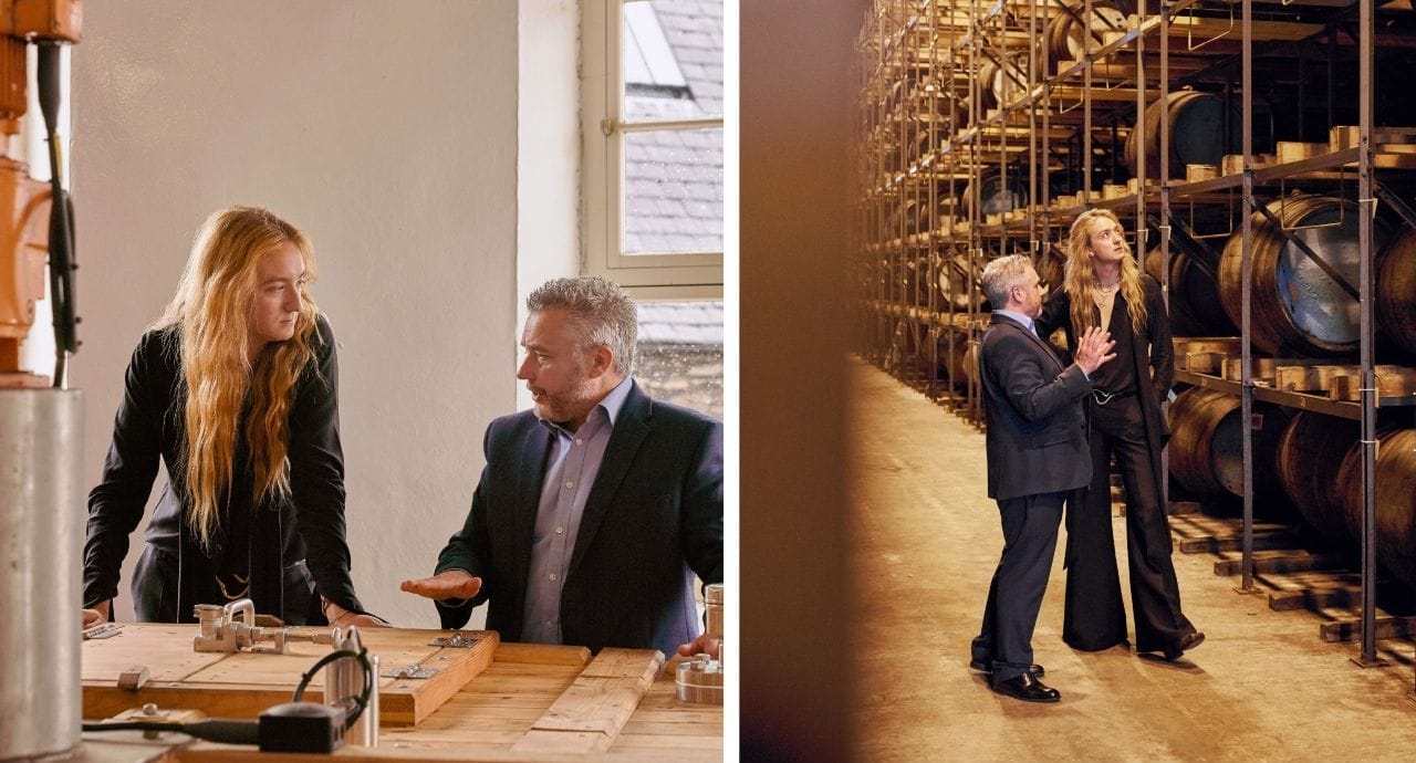 Harris Reed and Royal Salute’s master blender, Sandy Hyslop, teamed up for a private blending session at Strathisla Distillery in Speyside, Scotland.