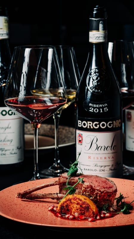 Cremagliera di Agnello was served with the Borgogno Barolo DOCG Riserva 2015.