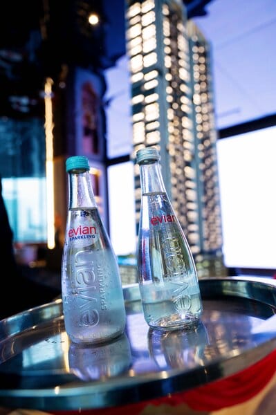 Evian’s still and sparkling mineral waters.